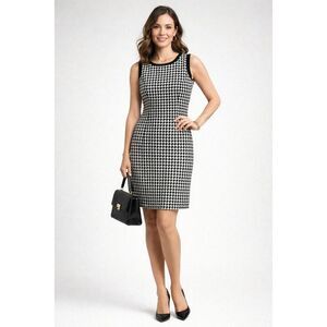 Trina Turk Black & White Houndstooth Sheath Dress Size 8